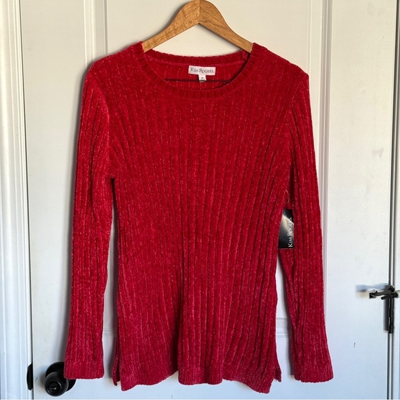 Kim Rogers Sweaters - Kim Rogers Ruby Red Wide-Ribbed Knit Long Sleeve Sweater Size M NWT
